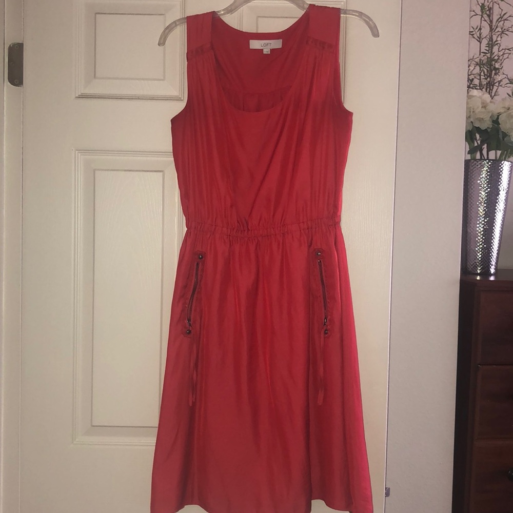 Coral red dress from Loft